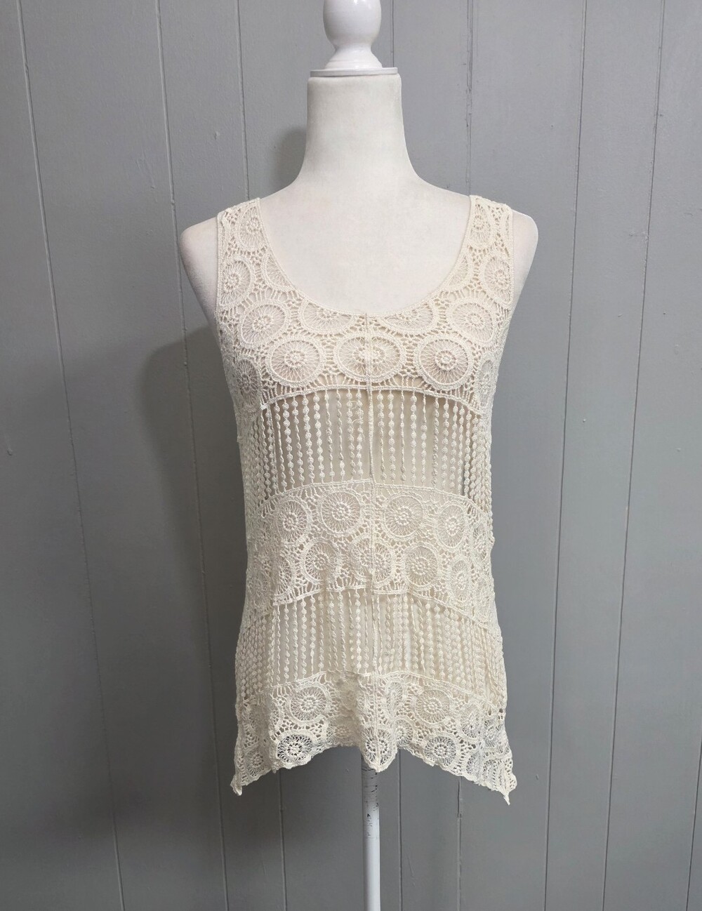 Finn & Clover Cream Crochet Top Size S